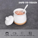LEETOYI Sugar Bowl with Lid and Spoon, 12 oz Ceramic Sugar jar, Sugar Container for Coffee Bar, Sugar Dispenser Bowl, Microwave & Dishwasher Safe, White