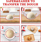 Silicone Bread Sling Dutch Oven Liners Sourdough Bread Baking Supplies Baking Mat With Extra Long Handles for Transfer Dough Pastry Pizza Non-Stick Reusable Heat Resistant 8.3 Inch 2 Pack
