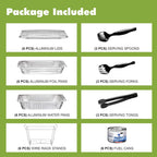 Disposable Chafing Dish Buffet Set, Food Warmers for Parties, Complete 39 Pcs of Chafing Servers with Covers, Catering Supplies with Half-Size Pans (9x13), Warming Trays for Food with Utensils & Lids