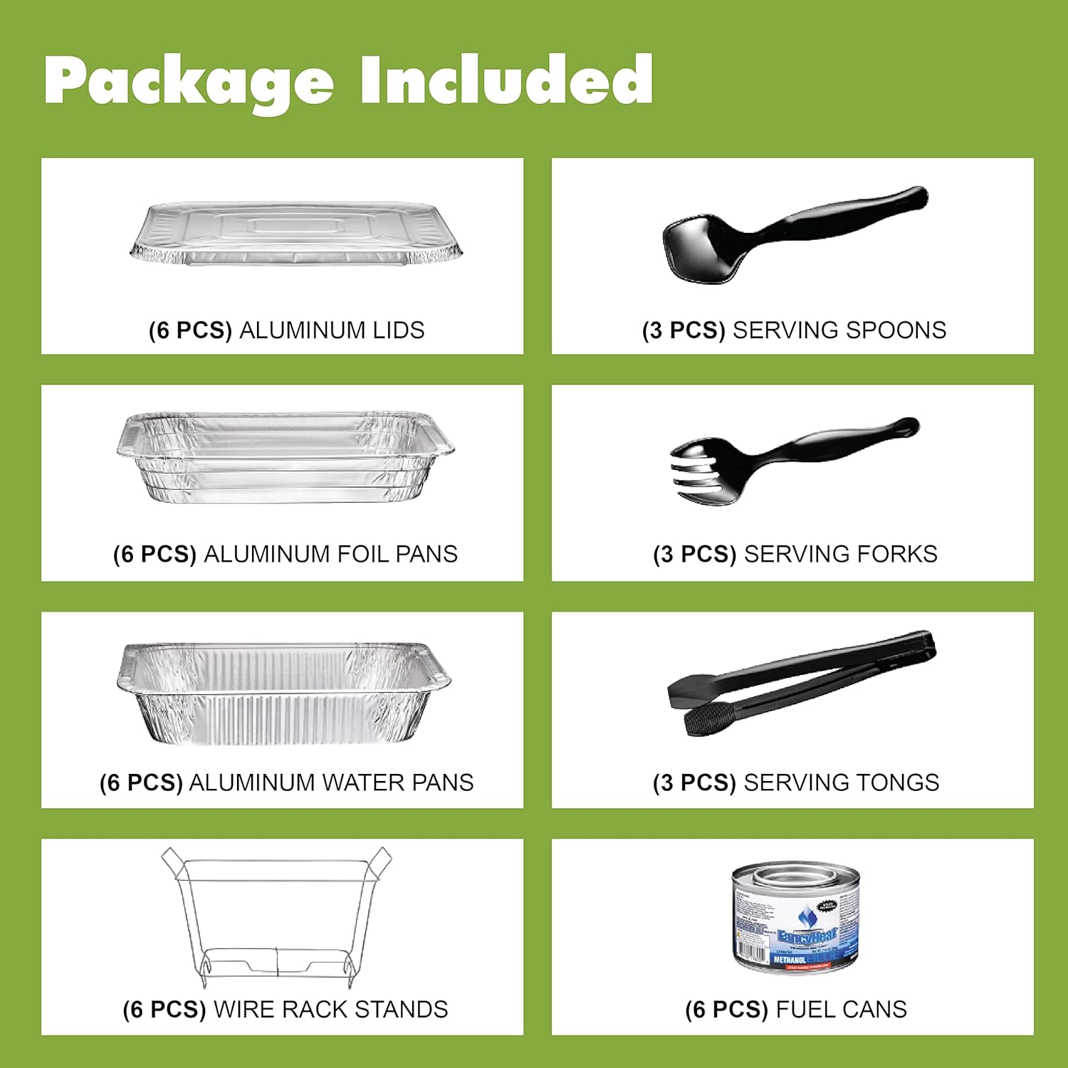 Disposable Chafing Dish Buffet Set, Food Warmers for Parties, Complete 39 Pcs of Chafing Servers with Covers, Catering Supplies with Half-Size Pans (9x13), Warming Trays for Food with Utensils & Lids