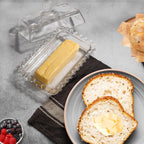 Glass Butter Dish with Large capacity for Countertop Crystal Butter Container with Cover for Counter Butter Keeper Tray Holder for Refrigerator