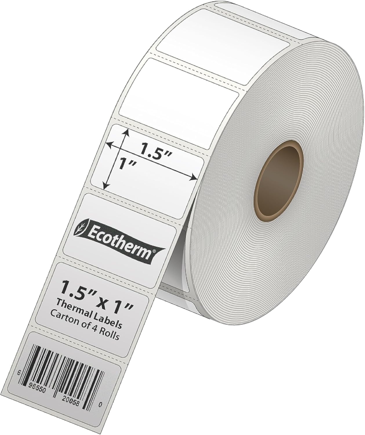 1.5" x 1" Thermal Labels | 4 Rolls | 5300 Labels | fits Zebra, Godex, Arkscan, iDPRT, Offnova Thermal Label Printers and More | Blank White Adhesive Stickers by Ecotherm