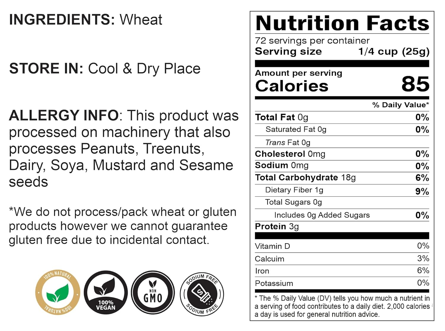 Rani Sooji Coarse (Farina, Suji, Rava, Rawa, Wheat Semolina) Flour 64oz (4lbs) 1.81kg Bulk ~ All Natural | Vegan | NON-GMO | Indian Origin
