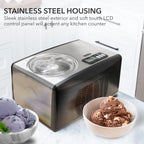 Whynter Ice Cream Maker Machine 1.6 Qt. Automatic with Built-In Compressor, LCD Digital Display & Timer, No Pre-Freezing, ICM-15LS, Stainless Steel