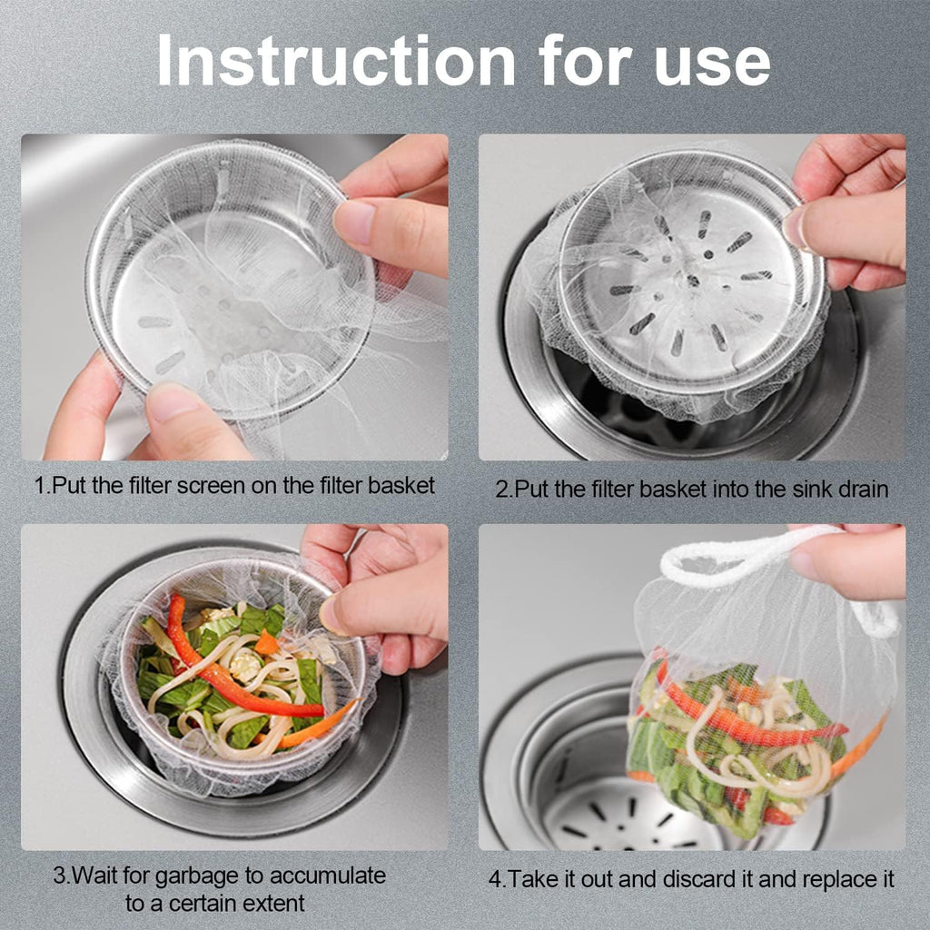 200 Pcs Sink Strainer Bags, Disposable Mesh Sink Filter Bag for Kitchen Sink, Filter Bag Sink Strainer Cover for Most Sizes of Floor Drain Kitchen Sink Bathroom (B-200PCS)