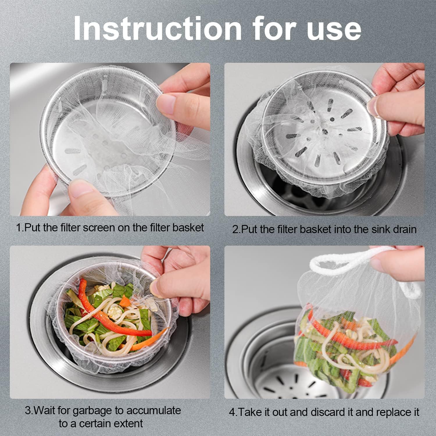 200 Pcs Sink Strainer Bags, Disposable Mesh Sink Filter Bag for Kitchen Sink, Filter Bag Sink Strainer Cover for Most Sizes of Floor Drain Kitchen Sink Bathroom (B-200PCS)