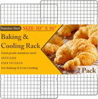 2PCS Cooling Racks for Cooking and Baking - 10" x 16"Heavy Duty Stainless Steel Wire Rack for Baking, Grilling, Roasting - Oven & Dishwasher Safe - Fits Half Sheet Pan（Silver）