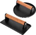 Blackstone Burger Press Set - 7" Round smash burger press & 8.3"x4.3" Rectangle Cast Iron Grill Press with Wooden Handle - Smasher is perfect for Blackstone Griddle, Pitboss Weber Griddle Grills