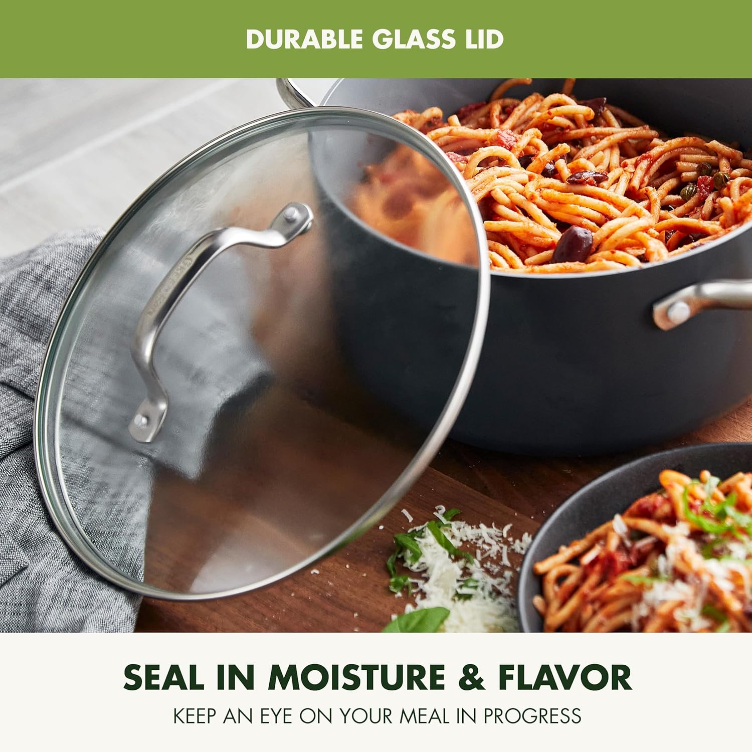 GreenPan Valencia Pro Hard Anodized Healthy Ceramic Nonstick 5QT Stock Pot with Lid, PFAS-Free, Induction, Dishwasher Safe, Oven Safe, Gray