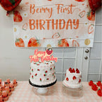 Berry First Birthday Cake Topper - Strawberry Cake Topper, Sweet One Birthday Cake Decoration for 1st Birthday Party, Anniversary, Baby Shower, Photo Booth Props, Cake Smash…