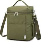 NOL Natural Organic Lifestyle Insulated Lunch Bags for Women Cooler Bag Lightweight Nylon Waterproof Lunch Box For Work (Amy green, Large)
