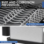 Stainless Steel Dish Drying Rack - Large Capcity 304 Grade Dish Drainer for Kitchen Counter with Drain Board, Utensil Holder & Detachable Cup Shelf, Rustproof Multifunctional Organizer