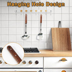 FJNATINH Stainless Steel Wok Spatula and Ladle Tool, Mirror Polished Cooking Utensils Set Metal Wok Accessories with Wooden Handle,Easy to Clean Kitchen Utensils,Sliver
