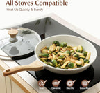 SENSARTE Nonstick Ceramic Frying Pan with Lid 8/9.5/10/11/12.5 Inch Omelet Pan Skillet, Free of Intentionally Added PFAS/PTFE Non-toxic Chef's Pan Induction Compatible Pan, Heat Resistant Handle