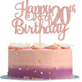 1 PCS Happy 20th Birthday Cake Topper Glitter Cheers to 20 Years Birthday Cake Pick Twenty 20 Fabulous Cake Decoration for Happy 20th Birthday Theme Party Decorations Supplies Rose Gold