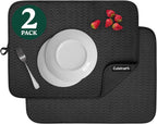Cuisinart Dish Drying Mats for Kitchen Counter - (2) 18" x 24" Ultra Absorbent Dish Drying Mat XL - Foldable, Machine Washable, Fast Drying Dish Mat (Geostripe)
