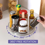 2 Pack 9 Inch Clear Acrylic Lazy Susan, Non-Skid Turntable Organizer for Cabinet, Kitchen, Pantry Organization Storage, Refrigerator, Vanity Makeup, Bathroom Countertop Organizing, Rotating Spice Rack
