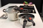 Magefesa Practika Plus Pressure Cooker, 4.2 & 6.3 Quart, 18/10 Stainless Steel, Induction-Compatible, Superior Heat Distribution, Encapsulated Diffuser Bottom, 5 Safety Systems