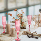 Plastic Champagne Flutes, 24PCS Red Plastic Wine Glasses Goblets Reusable Champagne Flute for Weddings, Bachelor Parties, Toasting, and Events(24,Red)