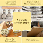 Simply Gourmet Measuring Cups and Spoons Set of 12 – Stainless Steel Kitchen Gadgets – Stackable Design with Long Handle Spoons – Fits in Jars – Cooking & Baking Measuring Set for Dry & Liquid