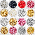 Dazzjoy Rose Gold Pearl Rods Sprinkles, 130g/4.58oz, Mix Size, Pearl Sprinkles for Cupcake Decorating, Cupcake Toppers, Cake Decorations, Ice Cream, Wedding Party Valentines Easter Supplies