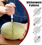 4-Piece Kitchen Spiral And V-Shaped Tools, vegetable peeler,crinkle cutter knife, Multifunctional Kitchen Set, Stainless Steel Manual Kitchen Tools for Creative Food Decoration（silvery）