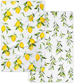 Kitchen Towels, Premium Dish Towels for Kitchen Drying, 18" x 30" Microfiber Kitchen Towel Set, Quick Dry Tea Towels, Watercolor Lemon Series, 2-Pack