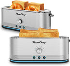 4-Slice long Slot Toaster, 7 Browning Settings, Defrost/Reheat Functions, Removable Crumb Tray, Full body Stainless Steel Housing, 1350W, Anti-Fingerprint & Anti-Jam (2, Sliver)