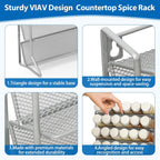 2PCS 4Tier Spice Rack for Counter Free Standing,Spice Rack for Inside Cupboard Hanging Wall Mounted Spice Seasoning Organiser Spice Jars Bottle Organizer for Kitchen Pantry（Silver）
