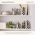 MACKENZIE-CHILDS Enamel Utensil Holder, Kitchen Utensil Holder for Countertop, Storage Caddy, Black-and-White Courtly Check