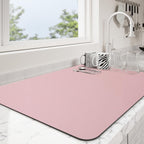 Dish Drying Mat for Kitchen Counter | Coffee Bar Mat for Countertops | Heat Resistant Drainer Mat with Non-slip Rubber Backed | Hide Stain Kitchen Absorbent Draining Mat | Pink 18"x24"