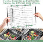 Dish Drying Rack in Sink, Extendable Stainless Steel Dish Drainers for Kitchen Counter, Anti-Rust Dish Dryer Rack with Utensil & Cup Holders, for Inside Sink, Over The Sink