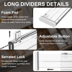 HiYZ Expandable Drawer Dividers - 12.6-22.8'' Adjustable Drawers Organizers for Kitchen Utensils, Drawer Separators in Bedroom, Dresser, Office, Bathroom, Fridge, 12 Pack Long Dividers-Clear