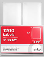 enKo 3-1/2 x 5 inches Label - White Blank - 4 Up Per Sheet Shipping Address Mailing Labels for Laser Inkjet Printer (300 Sheets, 1200 Labels)