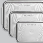 SYAINN Non-stick Ceramic Baking Sheet Set, Pack of 3 - Aluminum Steel Cookie Sheets for Baking - Includes Half/Quarter/Jelly Roll Pans - Warp Resistant, Toxic, PTFE & PFOA Free - Sliver