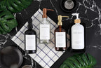 Emerson Essentials Soap Dispenser Set, Dish Soap for Kitchen, Bathroom Set - Hands and Dishes for Home, Farmhouse, Glass Soap Dispenser with Pump and Labels | 16 Oz, 2 Pack