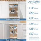 18" Lazy Susan Turntable for Cabinet - Corner Cabinet Organizer for Kitchen, Full Circle Corner Cabinet Lazy Susan Replacement Shelves Rotating Rack for Corner Base