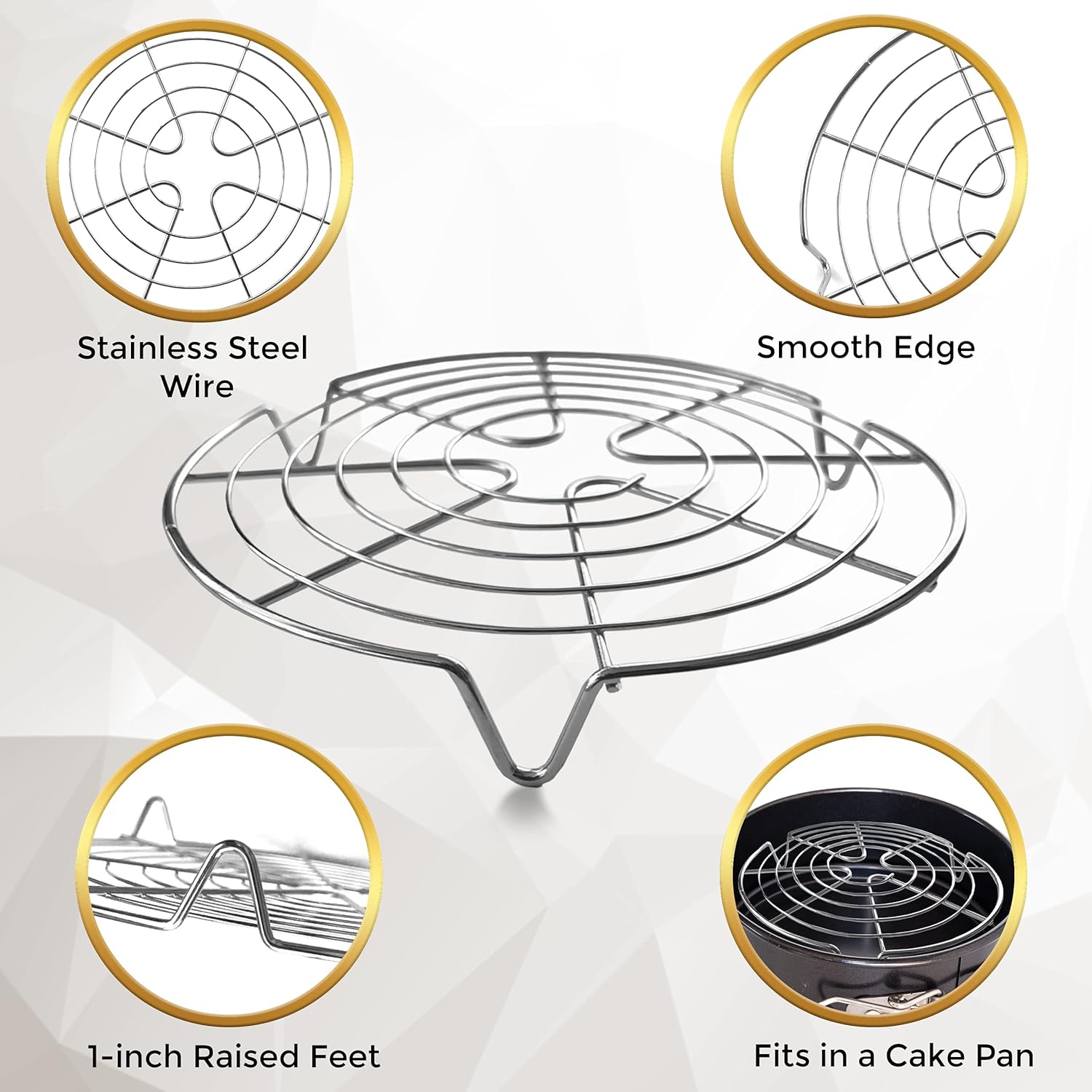 KITCHENATICS Round Cooling Racks for Cooking & Baking, Stainless Steel Steamer Rack, Canning Rack, Cake Cooling Rack - Circle Wire Cooling Rack for Air Fryer, Instapot, Cake Pans - 3PC 7.5", 9", 10.5"