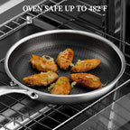 Stainless Steel Frying Pan with Lid - 9.5 Inch Nonstick Frying Pan with Lid, Honeycomb Stainless Steel Skillet Omelet Chef's Pan with Stay Cool Handle, Induction Compatible, PFOA Free