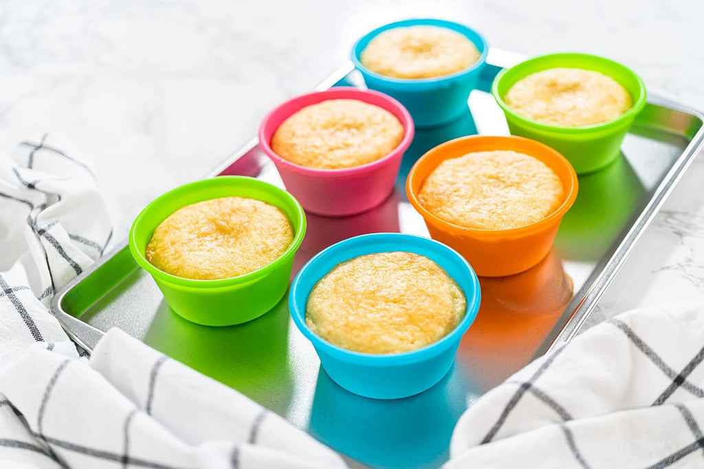 Bakerpan Silicone Jumbo Muffin Cups For Baking, Smooth Large Air Fryer Muffin Cups, 3 1/2 Inch Muffin Baking Cups, Jumbo Cupcake Liners - Set of 8