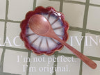 Ceramic Spoon Rest for Stove Top, Flower Cute Spoon Rest for Kitchen Counter, Cooking Spoon Holder for Kitchen Counter, Utensil Rest Spatula Rest Ladle Holder Tong Rest, 1 PC (Retro, Red)