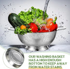 Bokon 3 Pcs Stainless Steel Colander Set Colander Bowl and Sieves 1/3/5 Quart Metal Mesh Strainer Net Basket with Handles Food Spaghetti Strainer for Kitchen Draining Pasta Rinsing(Silver)