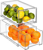 Sorbus Large Clear Storage Drawers (2 Pack) – Stackable Pull-Out Storage Bins with Handles, Slide Out Organizer Drawers for Pantry, Fridge, Kitchen – Stackable Acrylic Storage Bins