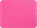 Silicone Dish Drying Mat for Multiple Usage,Easy clean,Eco-friendly,Heat-resistant Silicone Mat for Kitchen Counter or Sink,Refrigerator or drawer liner Rose L 16 inches x 12 inches