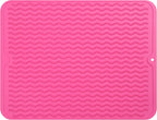 Silicone Dish Drying Mat for Multiple Usage,Easy clean,Eco-friendly,Heat-resistant Silicone Mat for Kitchen Counter or Sink,Refrigerator or drawer liner Rose L 16 inches x 12 inches
