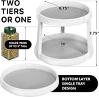 Simple Houseware 2-Tier Lazy Susan Spice Organizer, 10" Diameter, White/Gray