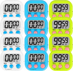 ZILLEEN 12 Pack Kitchen Timers for Cooking Digital Classroom Timers for Teachers Kids White Blue Green