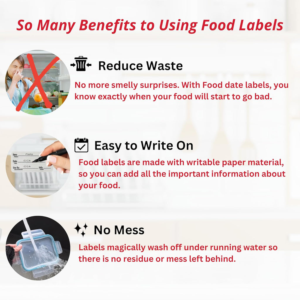 2x1 Dissolvable Food Labels, 1000 Label Stickers, Bottle Labels for Storage Bins, Sticker Labels for Food containers, (1000, Blank)