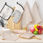Homaxy 100% Cotton Waffle Weave Kitchen Dish Cloths, Ultra Soft Absorbent Quick Drying Dish Towels, 12 x 12 Inches, 6-Pack, Beige