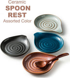 Spoon Holder, Ceramic Spoon Rest for Kitchen Counter Farmhouse Cooking, Large Utensil Rest for Spoons, Ladles, Tongs, Spatula, 5 Inches (Blue)